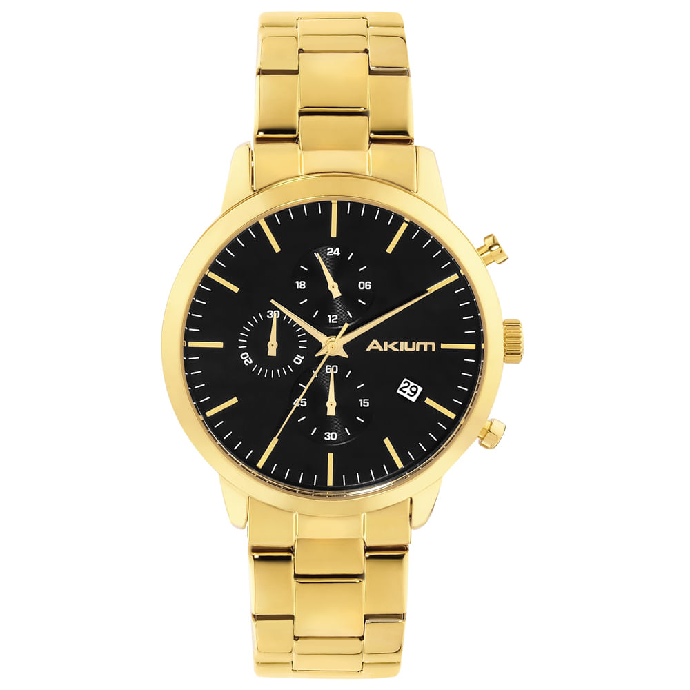 Relógio Akium Masculino Aço Dourado