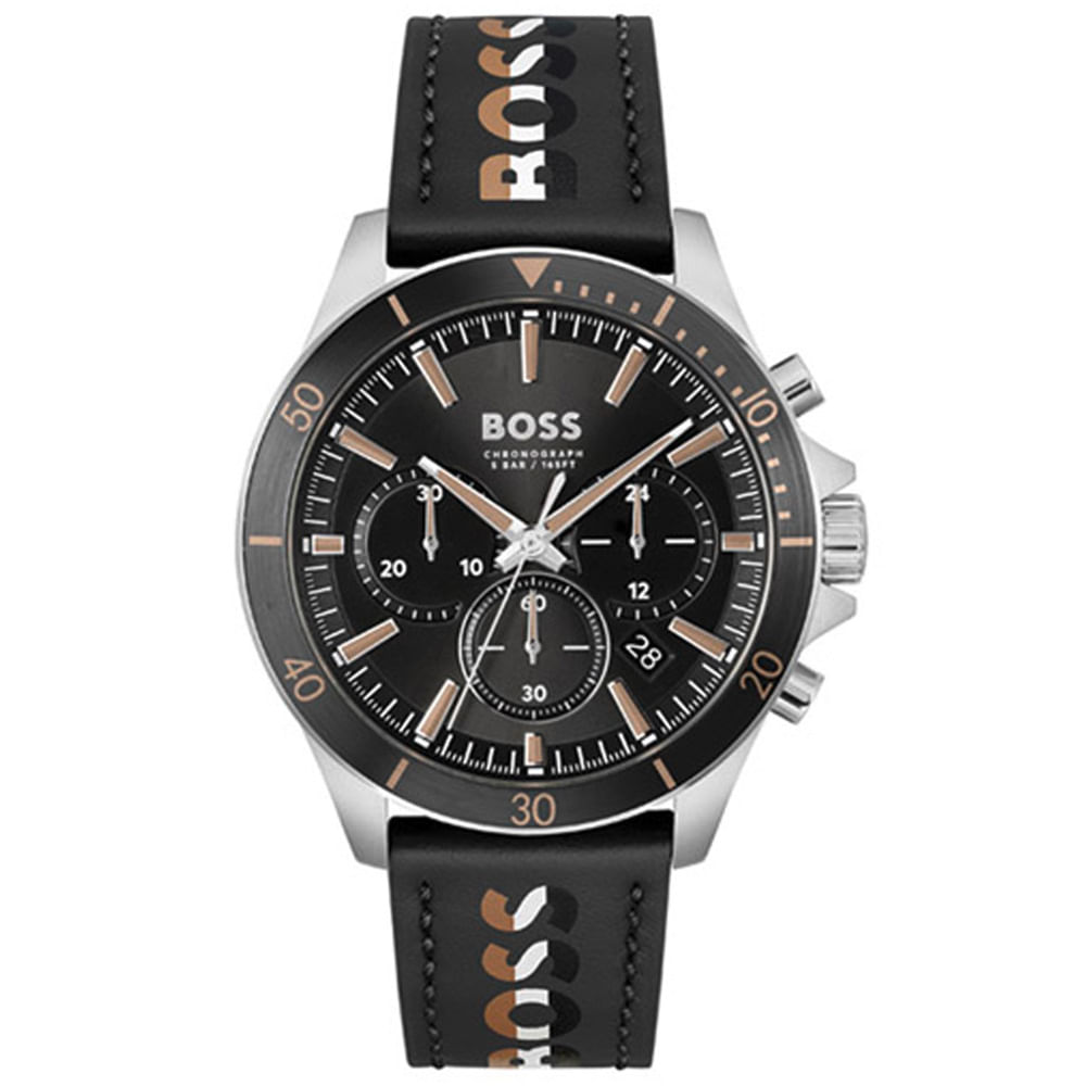 Relógio Boss Masculino Couro Preto 1514121