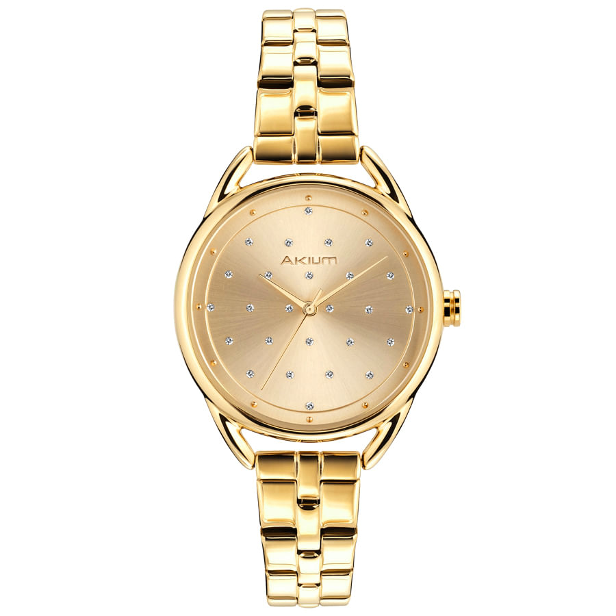 Relógio Akium Urban Glow Feminino Aço Dourado