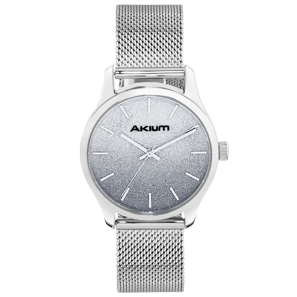 Relógio Akium Casual Glow Feminino Aço Prateado
