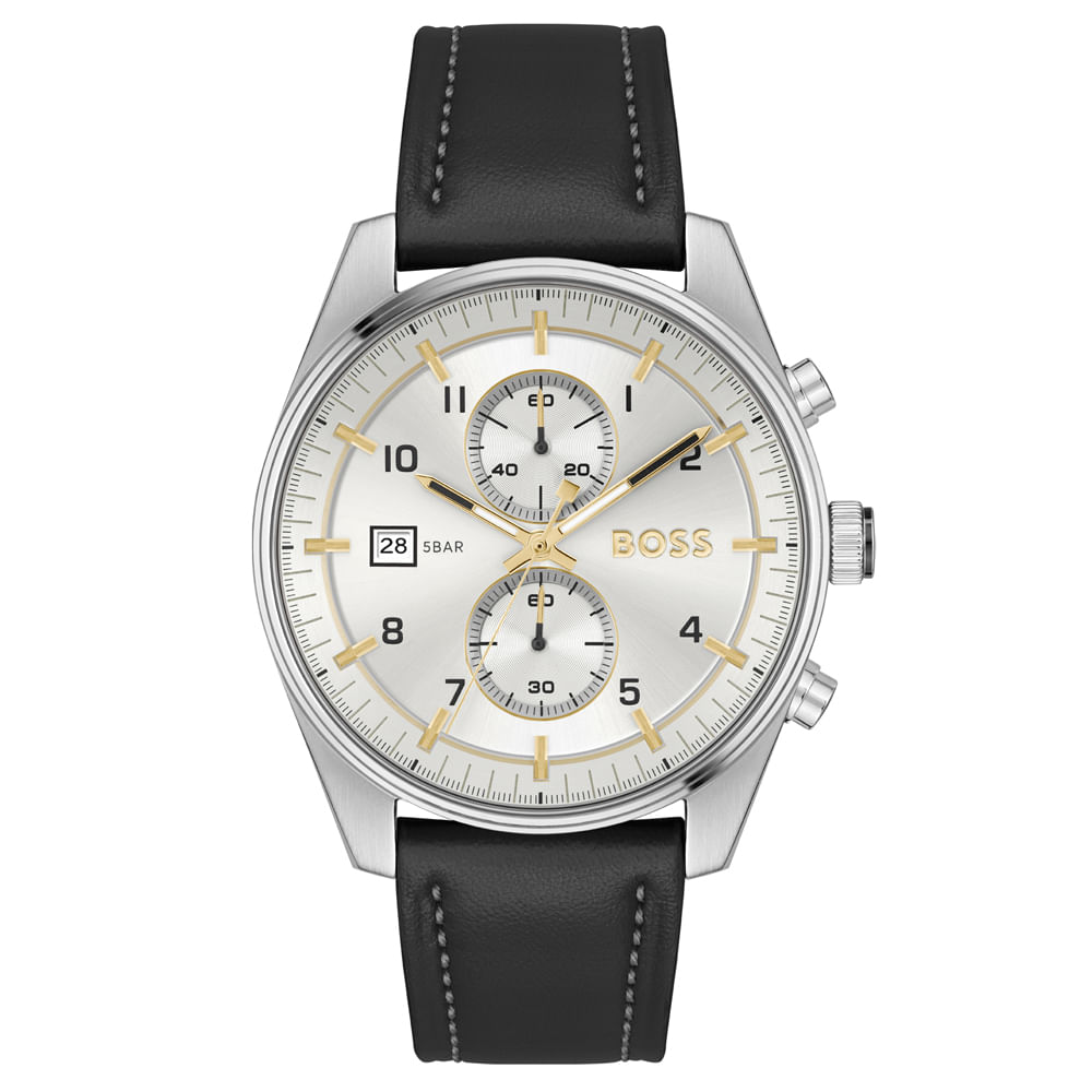 Relógio Boss Masculino Couro Preto 1514147