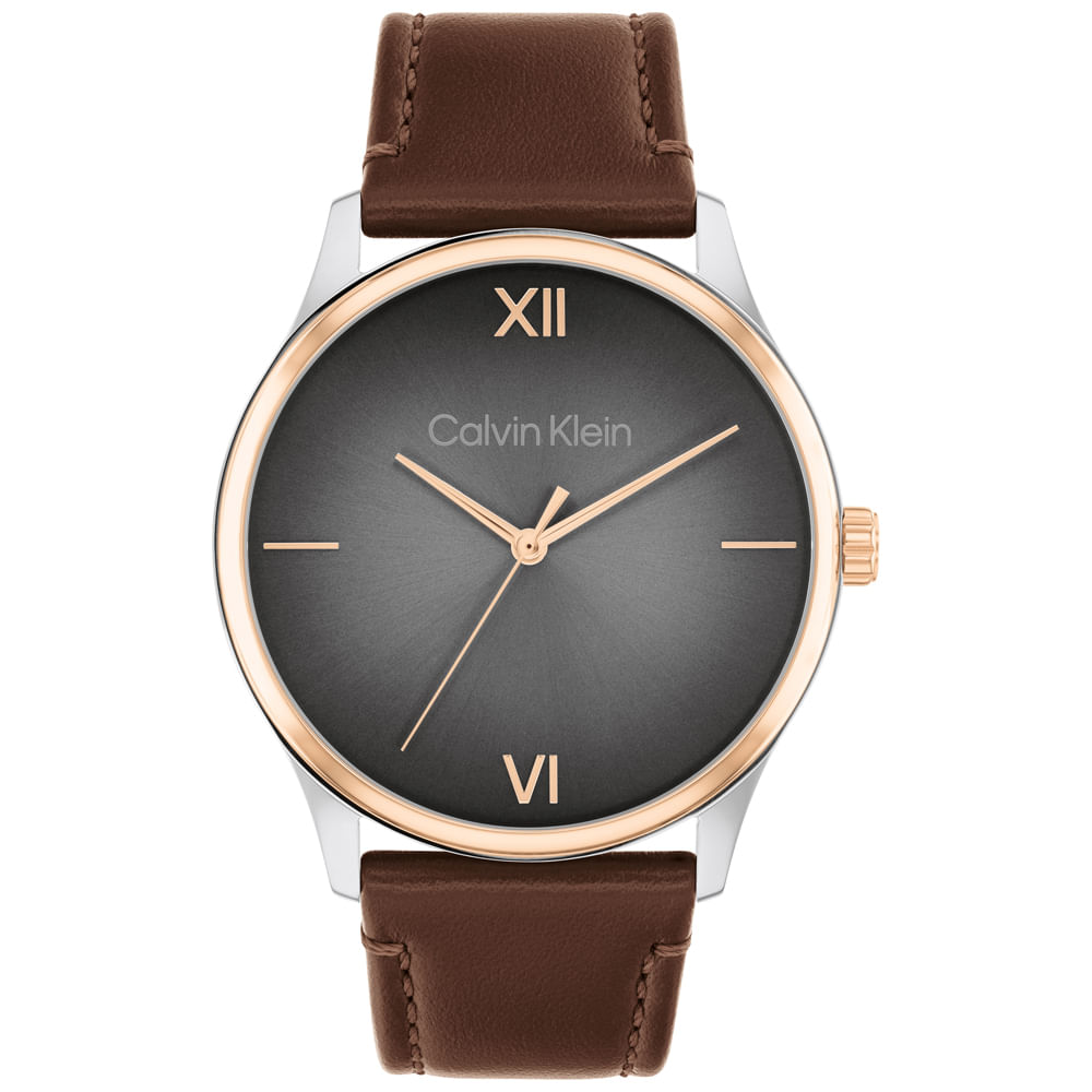 Relógio Calvin Klein Masculino Couro Marrom 25200453