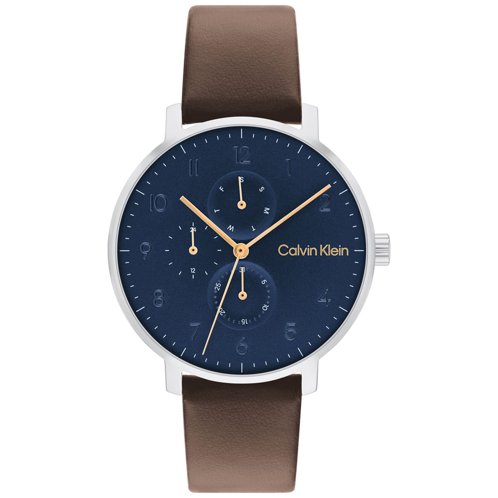 Relógio Calvin Klein Masculino Couro Marrom 25200406