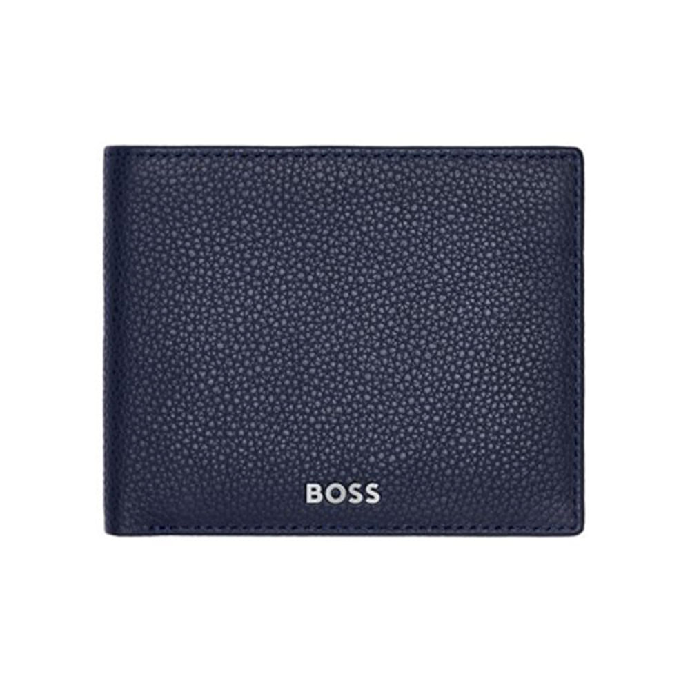 Carteira Hugo Boss Classic Grained em Couro Azul Marinho – HLW416N