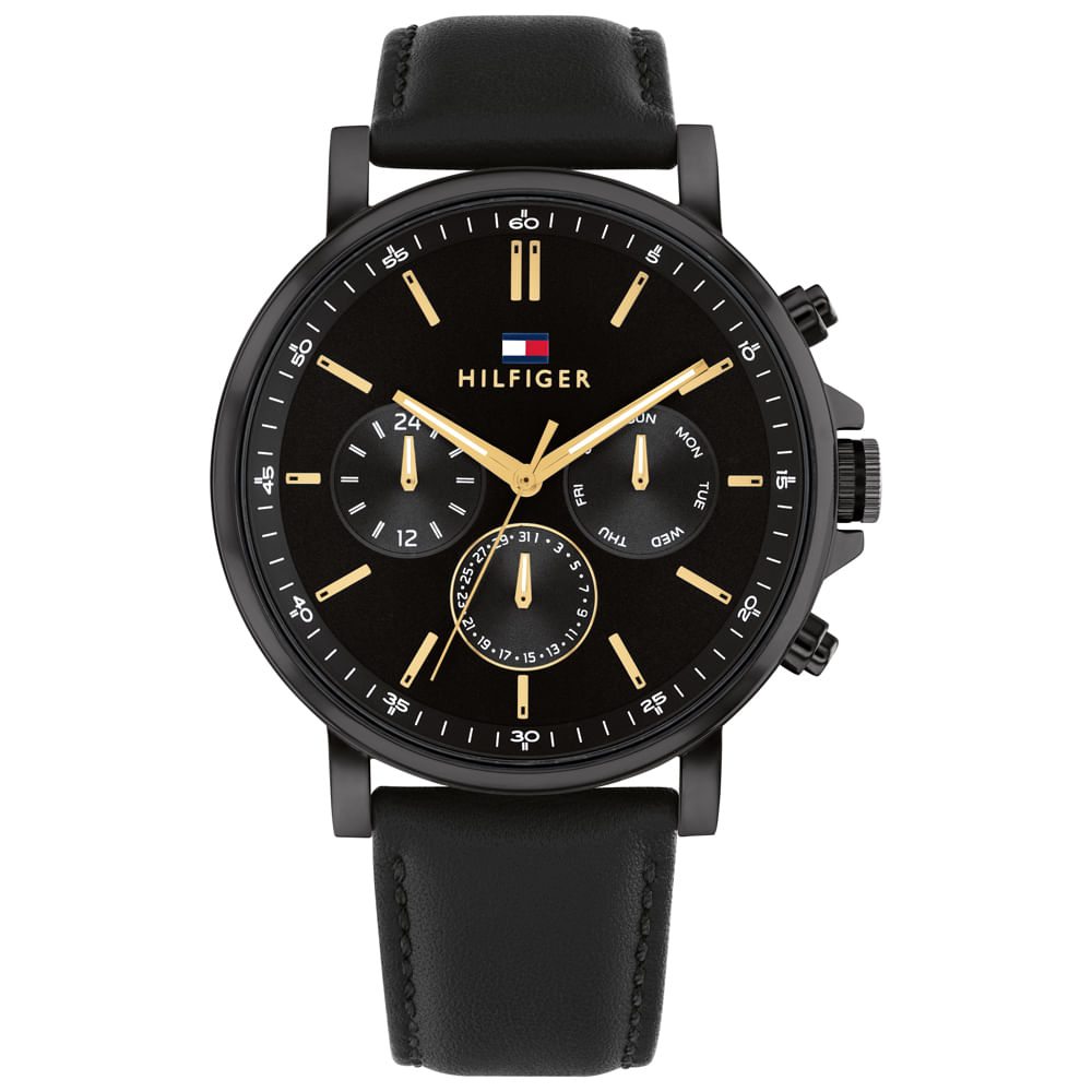 Relógio Tommy Hilfiger Masculino Couro Preto 1792144