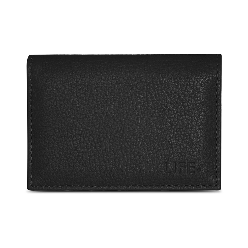 Porta-Cartões Couro Preto