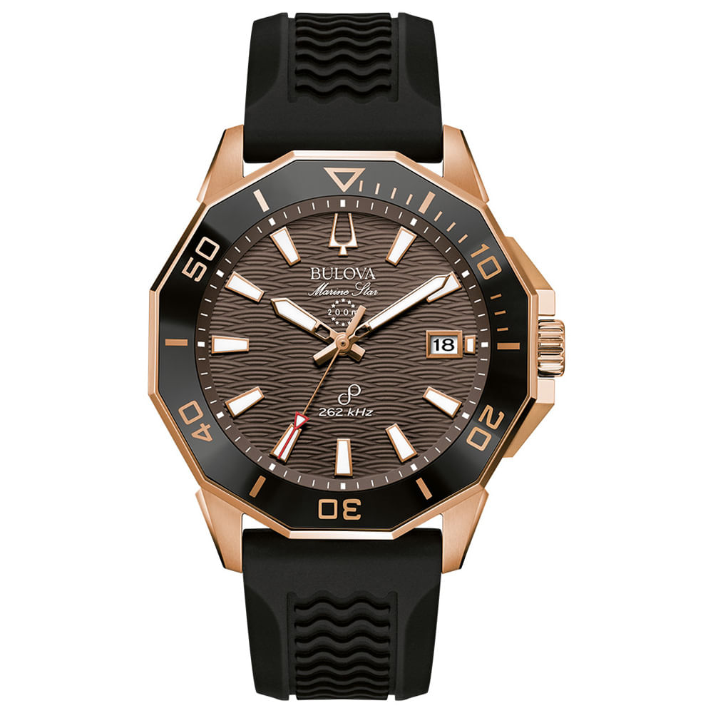 Relógio Bulova Marine Star Masculino Silicone Marrom 98b421n