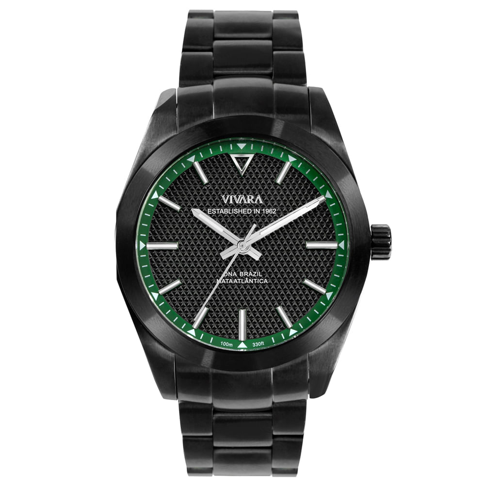 Relógio Vivara Cinturão Verde Masculino Metal Onix