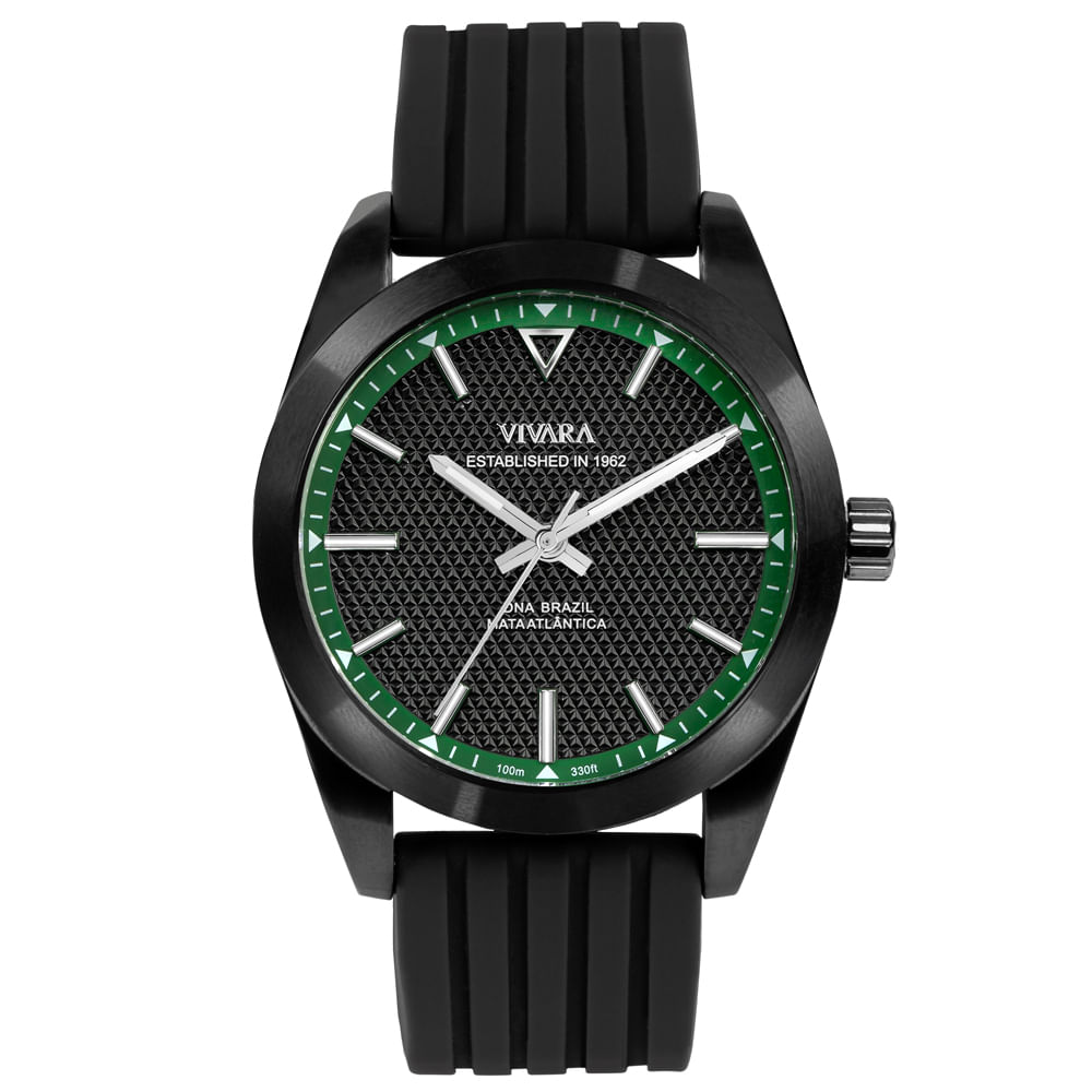 Relógio Vivara Cinturão Verde Masculino Borracha Cinza