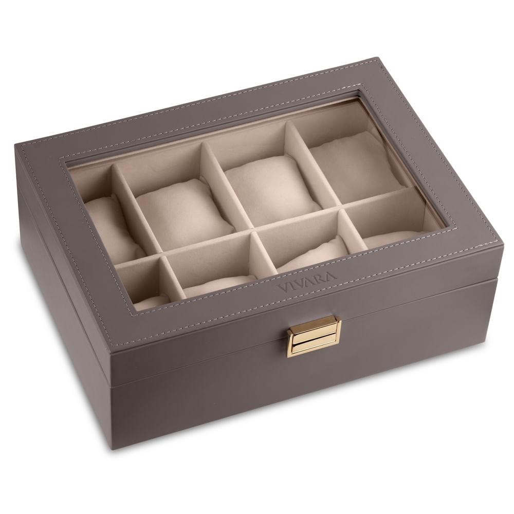 Porta-Relógio Vivara Couro Sintetico Cinza Prgc