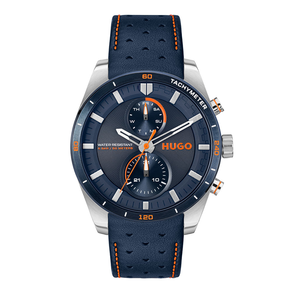 Relógio Hugo Masculino Couro Azul 1530371