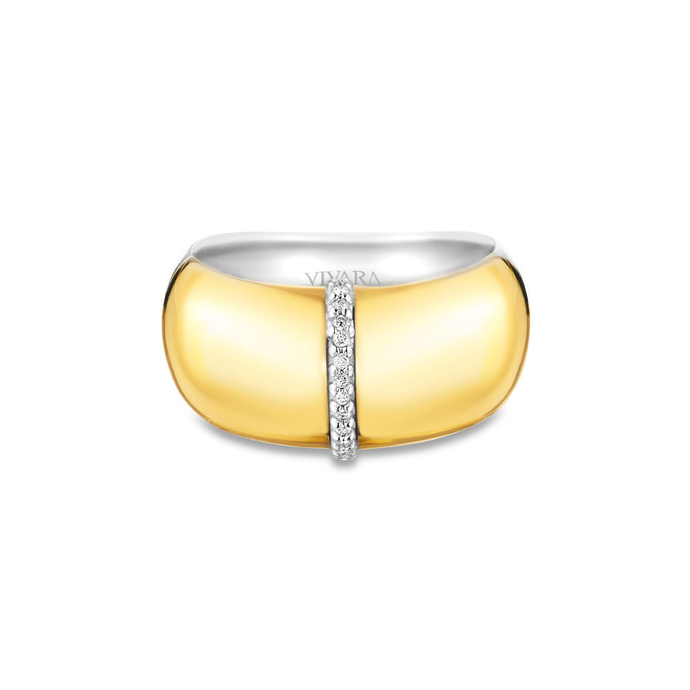 Anel Santorini em Prata 925 e Ouro Amarelo 18k com Diamantes 0,05 ct