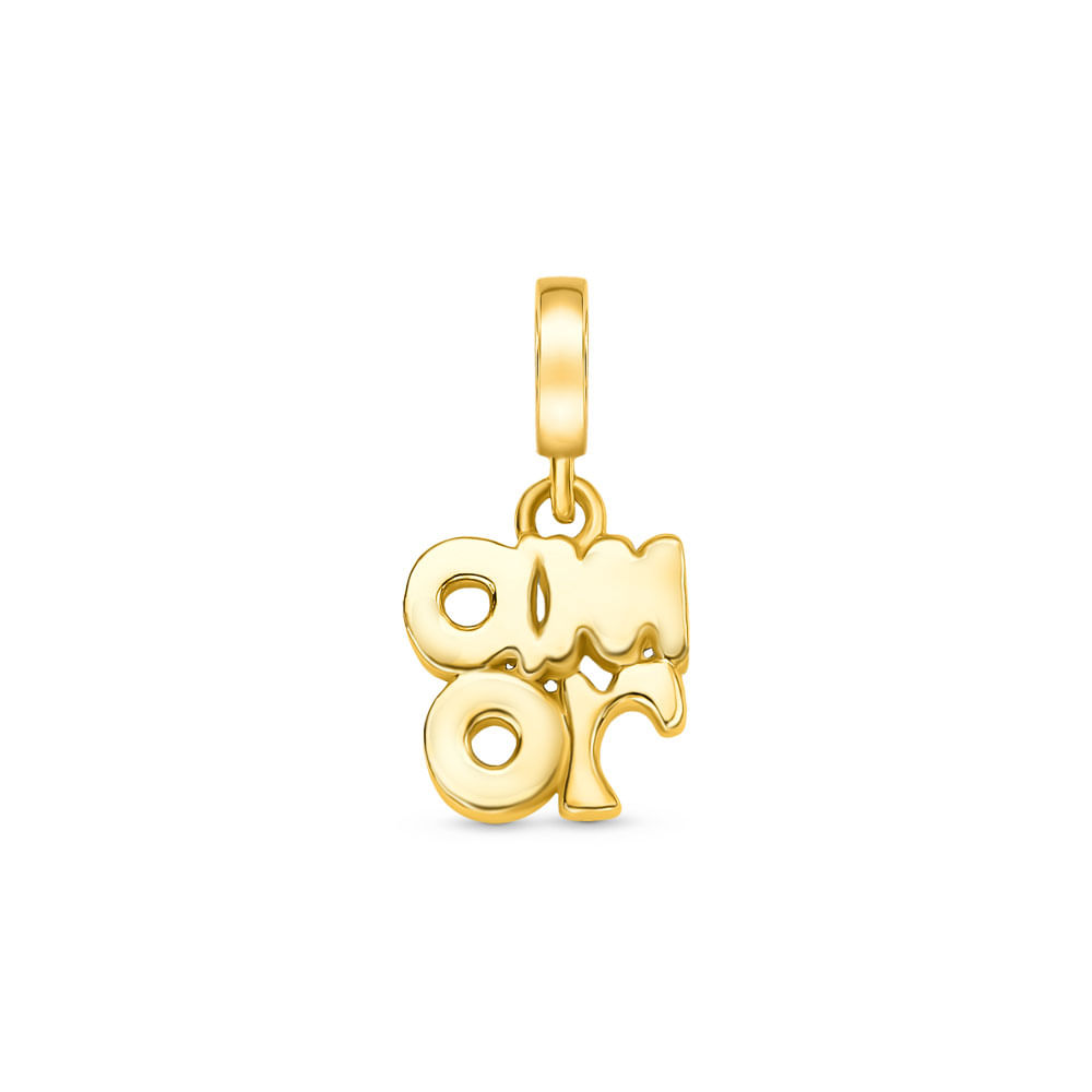 Pingente Life Amor em Prata 925 com Banho de Ouro Amarelo 18k