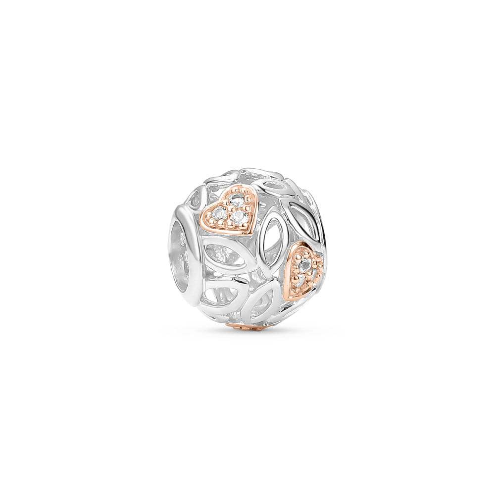 Separador Life My Rosé Folhas e Coração em Prata 925 com Liga Rosé 18k com Topázios Incolores