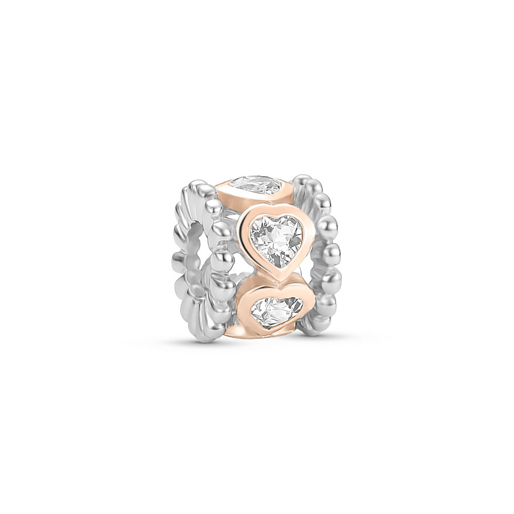 Separador Life My Rosé Corações em Prata 925 com Liga Rosé 18k e Topázios Incolores