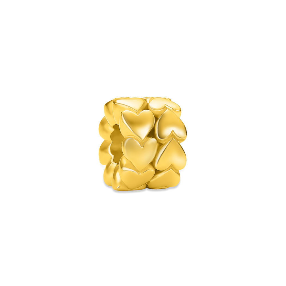Pingente Life Corações em Prata 925 com Banho de Ouro Amarelo 18k