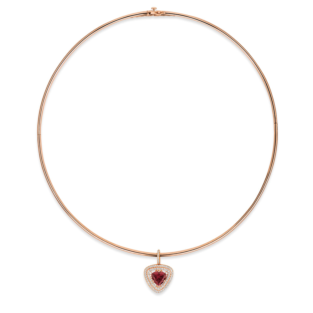 Colar Slendore em Ouro Vivara 18k com Rodolita e Diamantes, 40cm