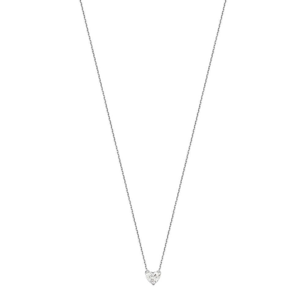 Colar Solitário Coração em Ouro Branco 18k com Diamante 0,30 ct