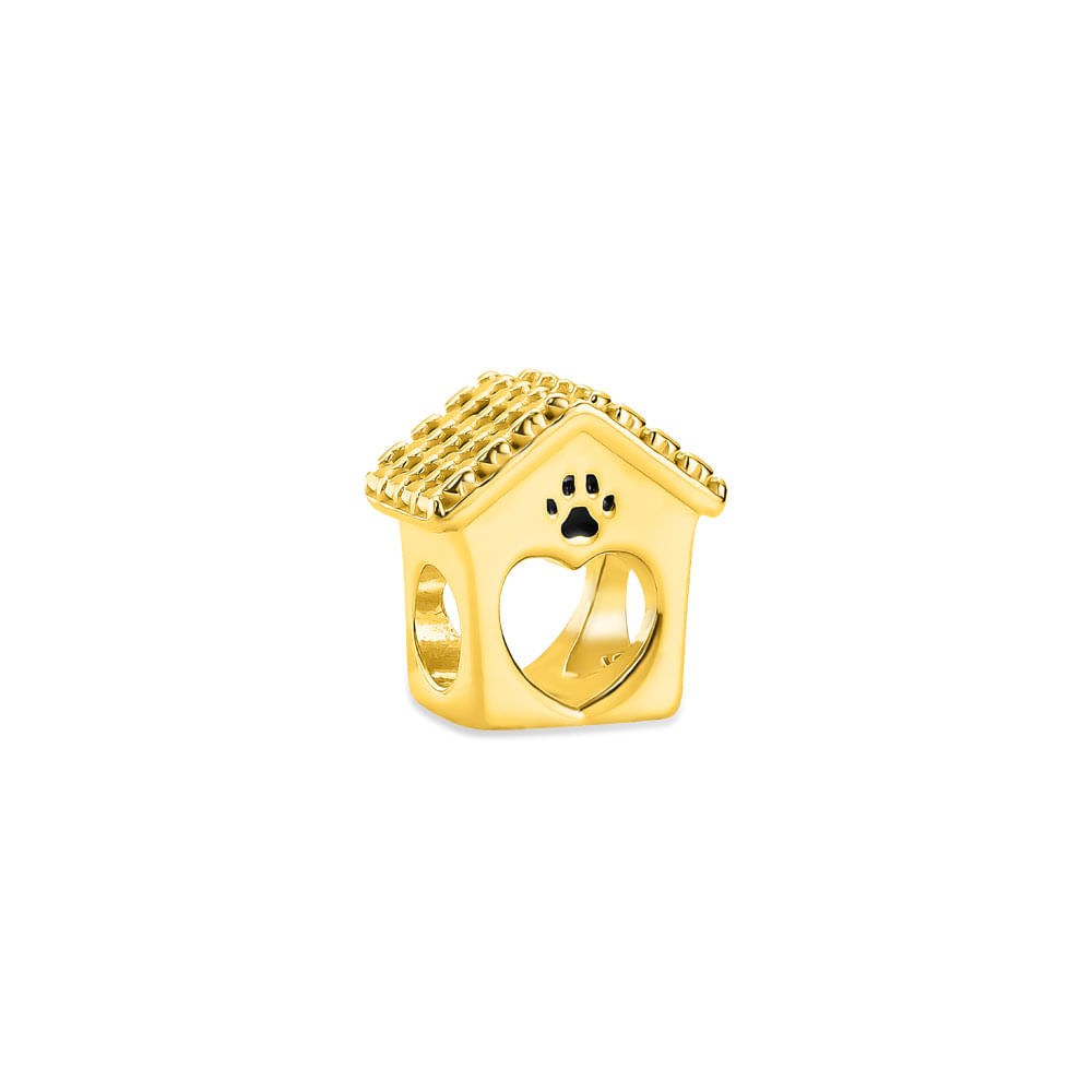 Separador Life Animal Casinha Pet em Prata 925 com Banho de Ouro Amarelo 18k