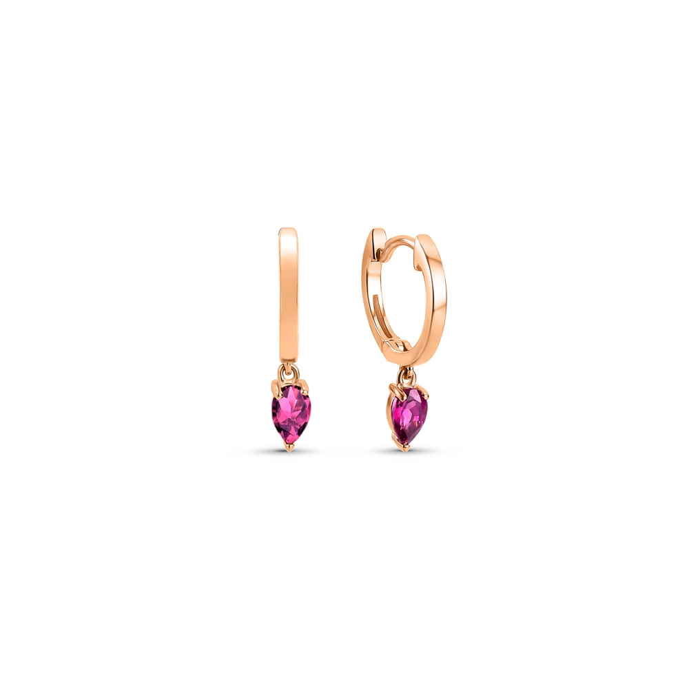 Argola Cores em Ouro Rosé 18k com Rodolita, 21 mm