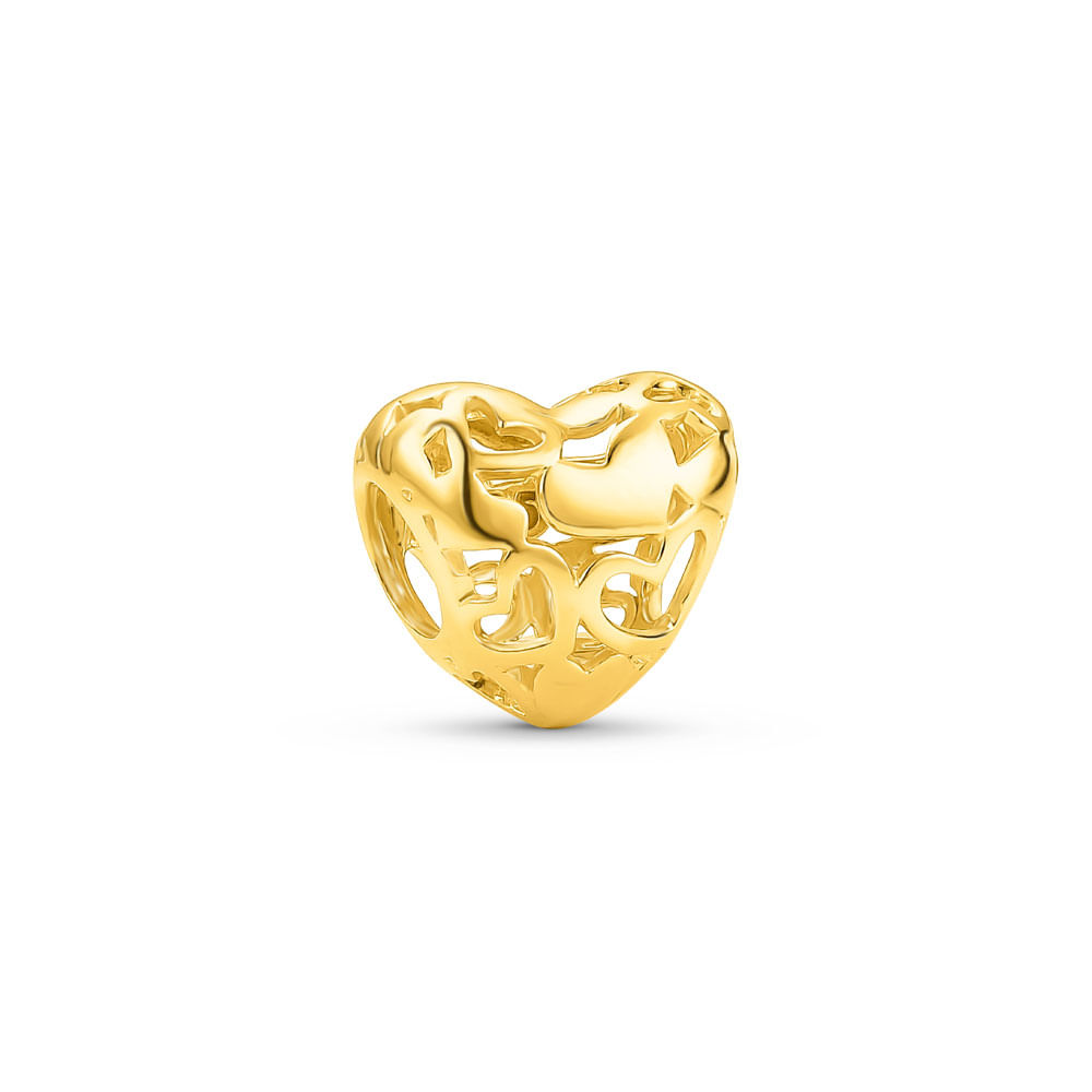 Separador Life Amor Coração em Prata 925 com Banho Ouro Amarelo 18k
