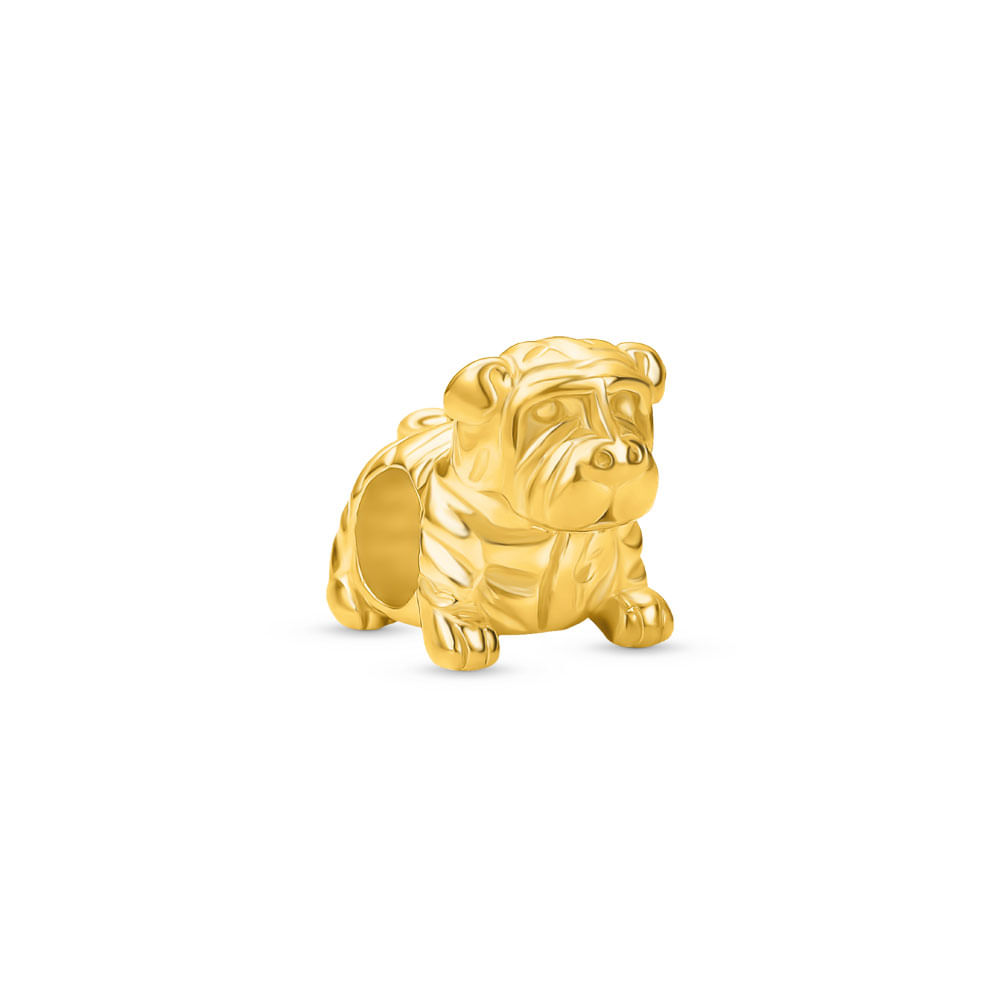 Separador Life Animal Cachorro Sharpei em Prata 925 com Banho de Ouro Amarelo 18k