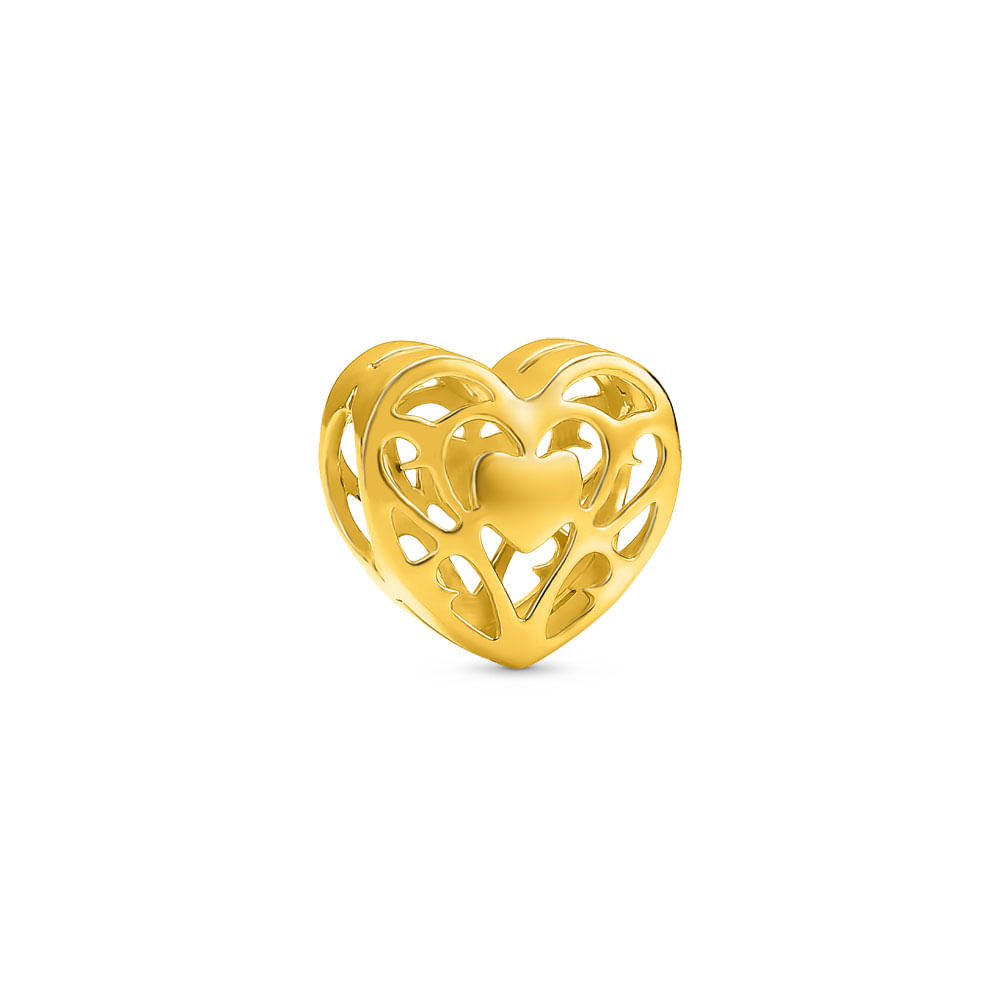 Separador Life Coração Prata com Banho Ouro Amarelo