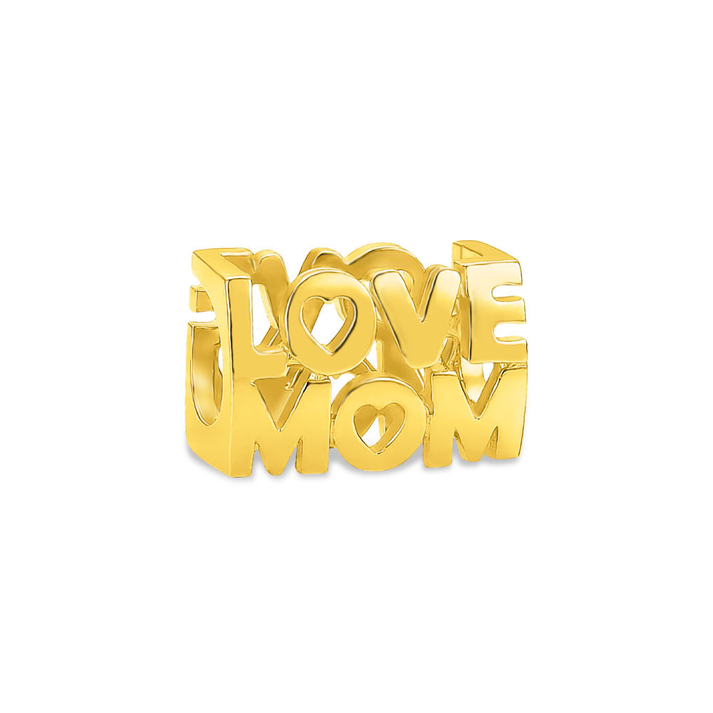 Separador Life Love Mom em Prata 925 com Banho de Ouro Amarelo 18k