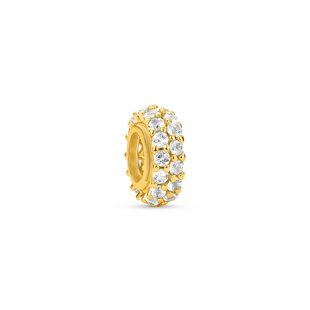 Separador Life Pavê em Prata 925 com Banho de Ouro Amarelo 18k e Pedras Incolores