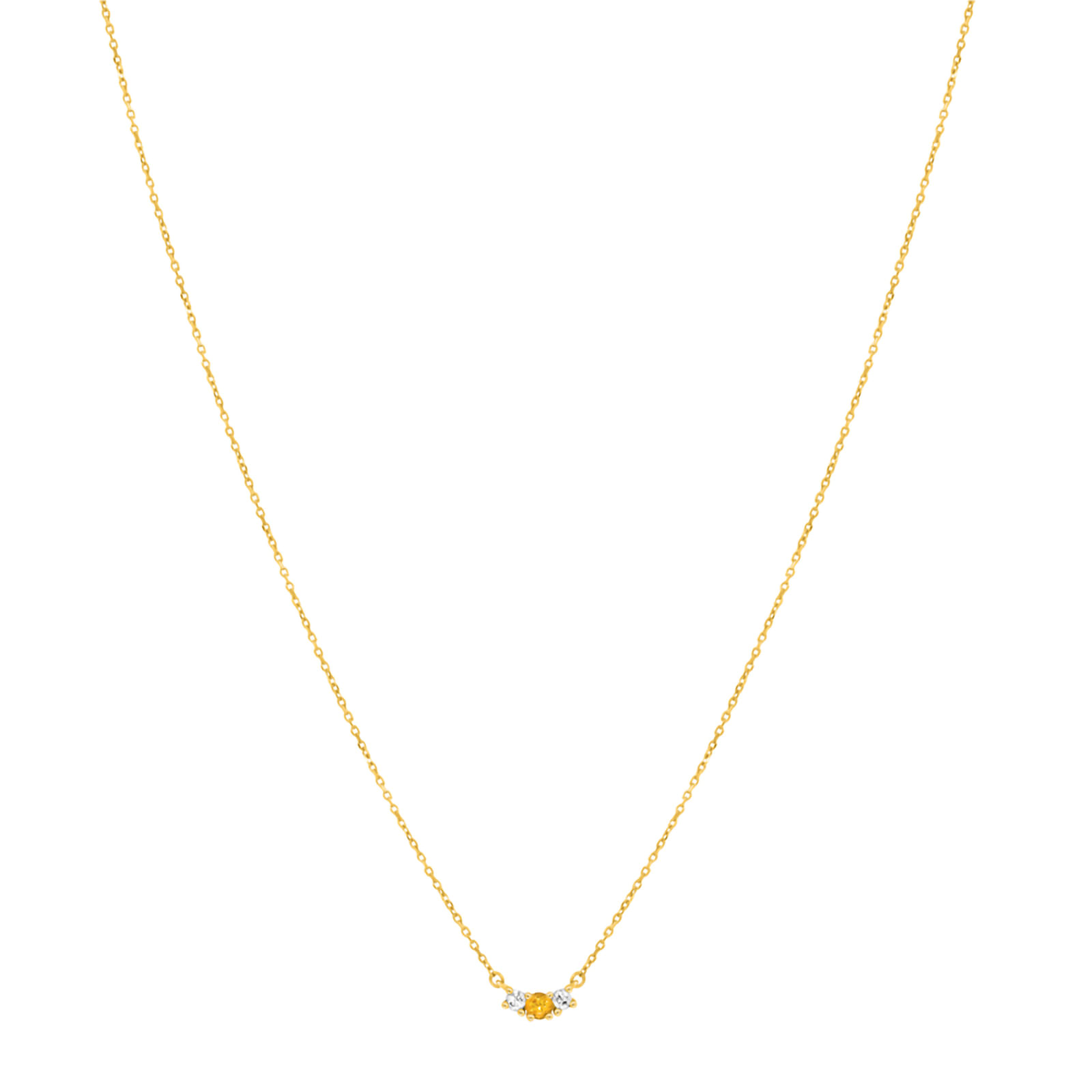 Colar Cores em Ouro Amarelo 18k com Citrino e Topázios Incolores, 45cm