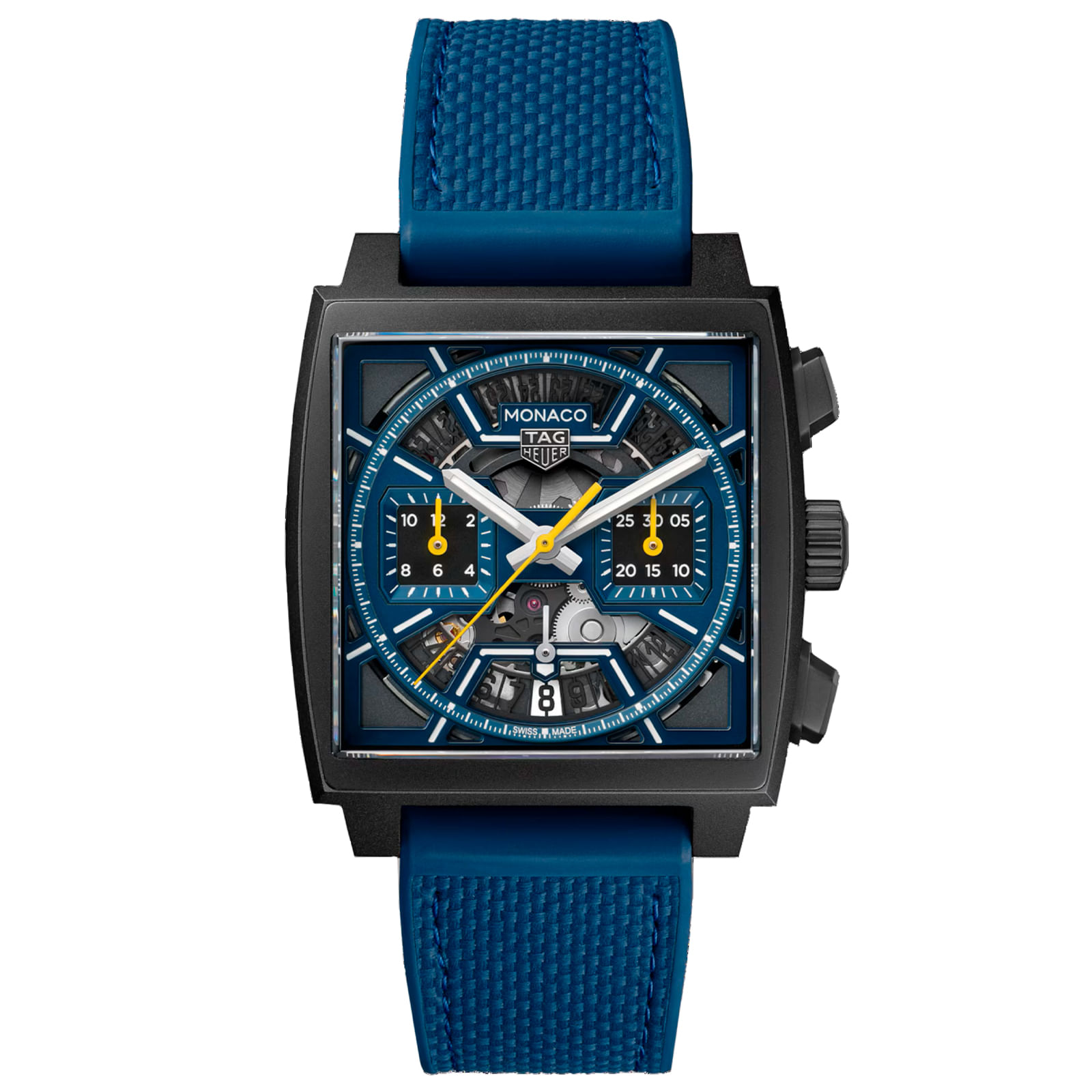 Relógio TAG Heuer Monaco Automático Masculino em Couro e Borracha Azul CBL2188.FT6261