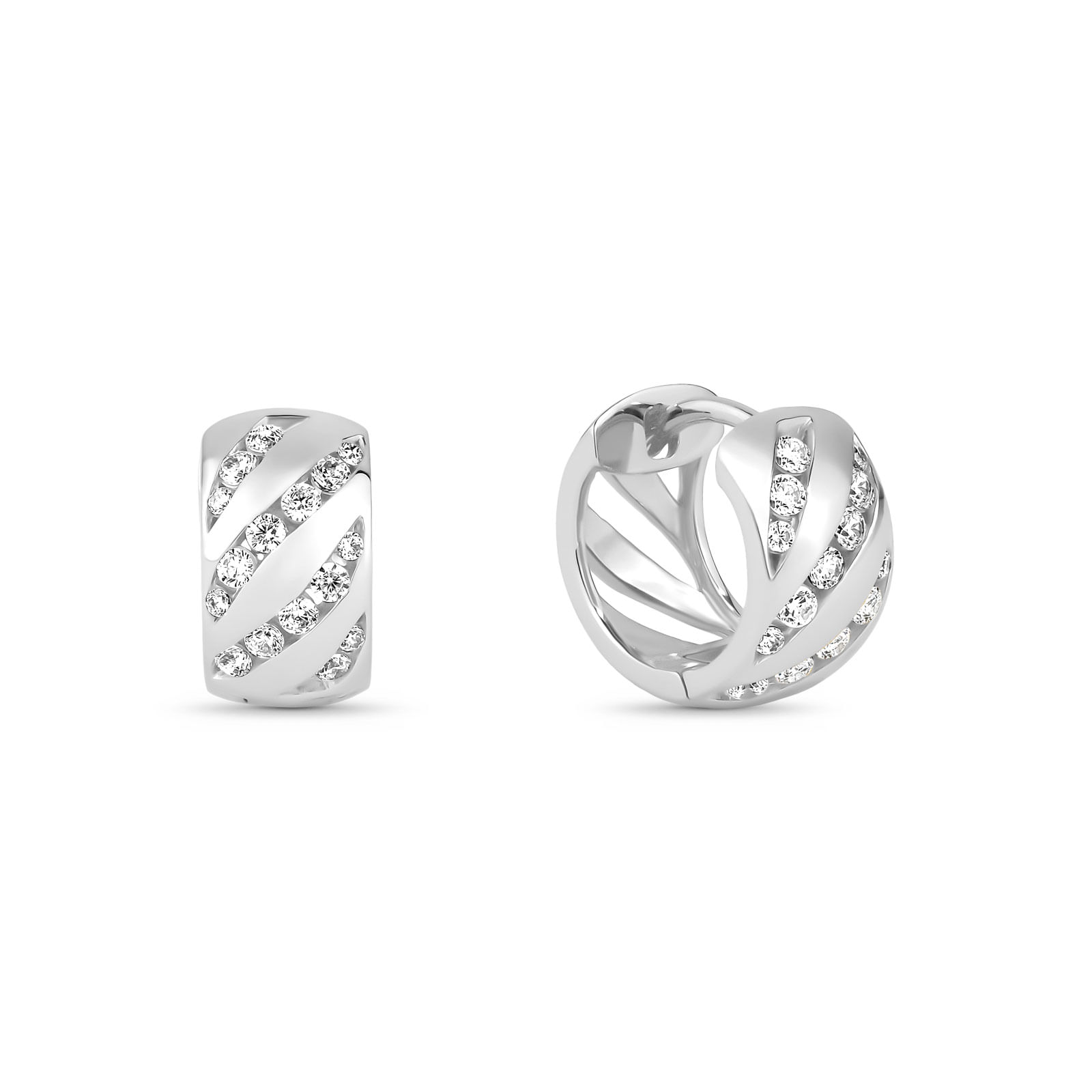 Argola Life Fusion em Prata 925 com Pedras Incolores, 30 mm