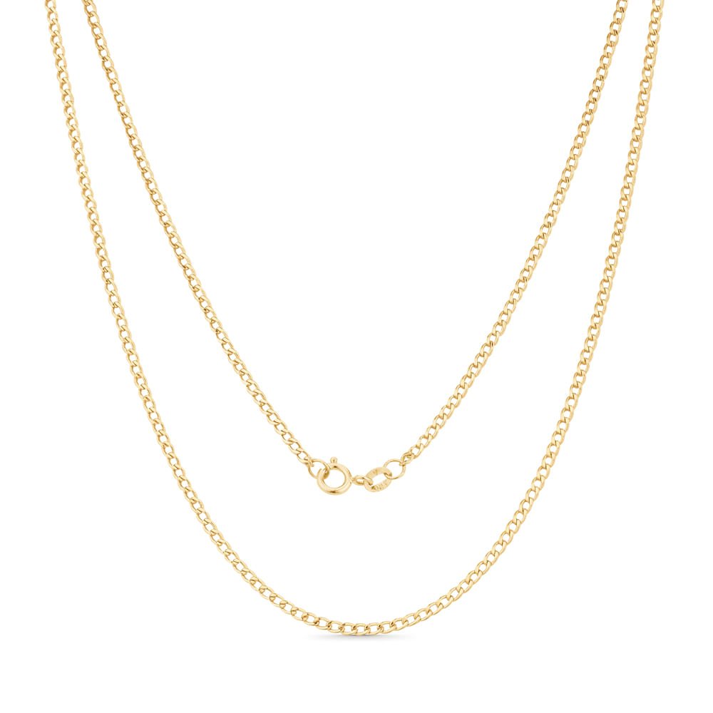 Corrente Groumet Curta em Ouro Amarelo 18k, 40cm
