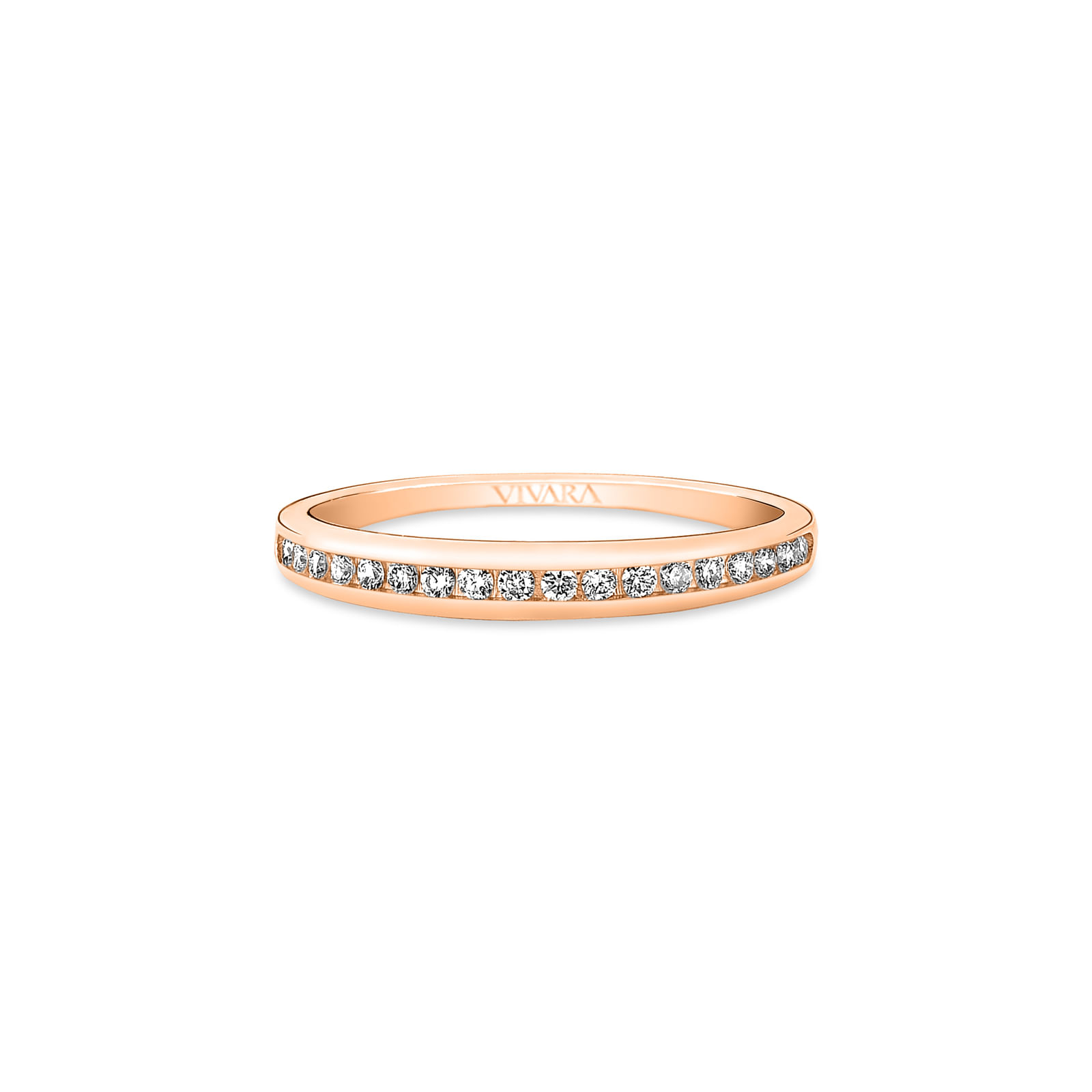 Meia Aliança Ouro Rosé e Diamantes