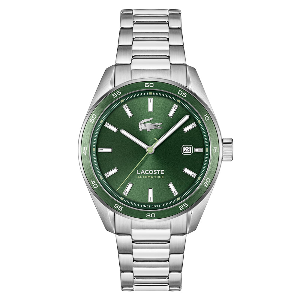Relógio Lacoste Masculino Boston Automático Aço Prateado 2011376