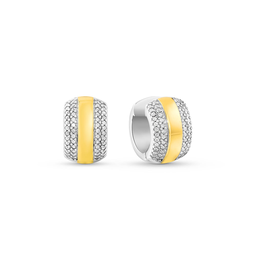 Brinco Tulum em Prata 925 e Ouro Amarelo 18k com Diamantes