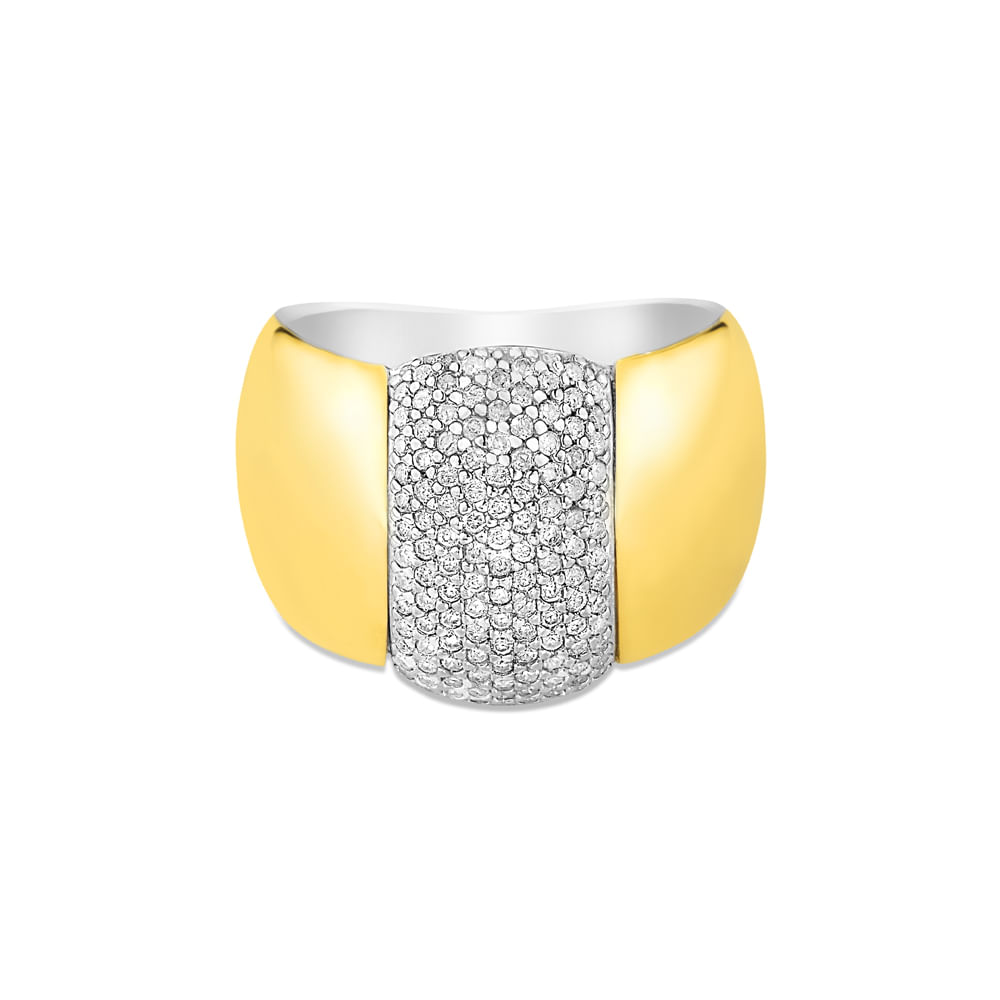 Anel Santorini em Prata 925 e Ouro Amarelo 18k com Diamantes 0,54 ct