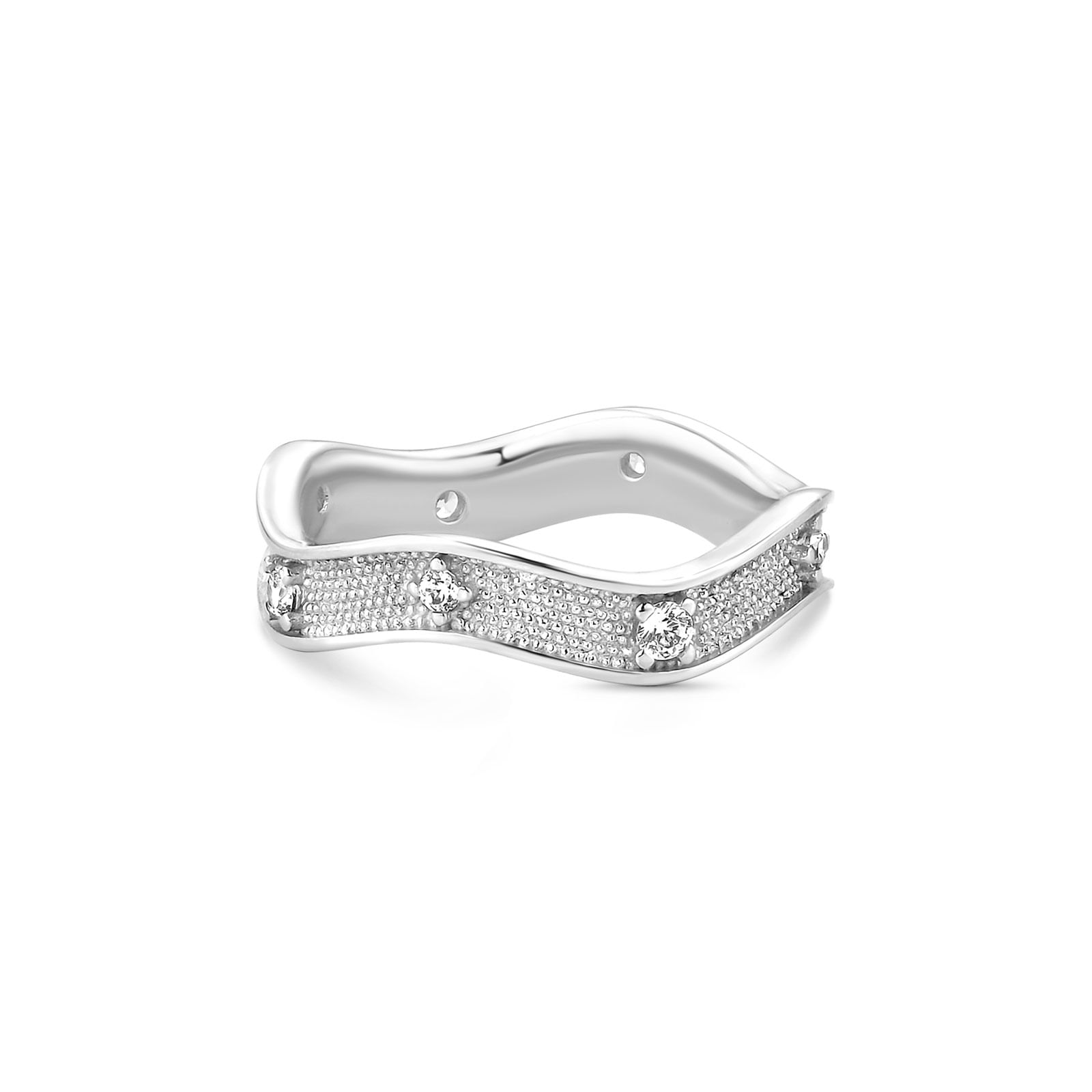 Anel Life Místico Alma de Ondas em Prata 925 com Pedras Incolores